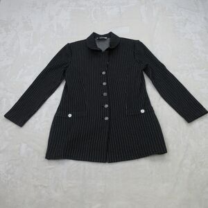 St John Jacket Women 10 Black Pinstripe Marie Gray Santana Knit Long Sleeve
